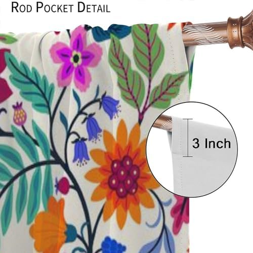 Boho Floral Window Curtains for Living Room and Bedroom