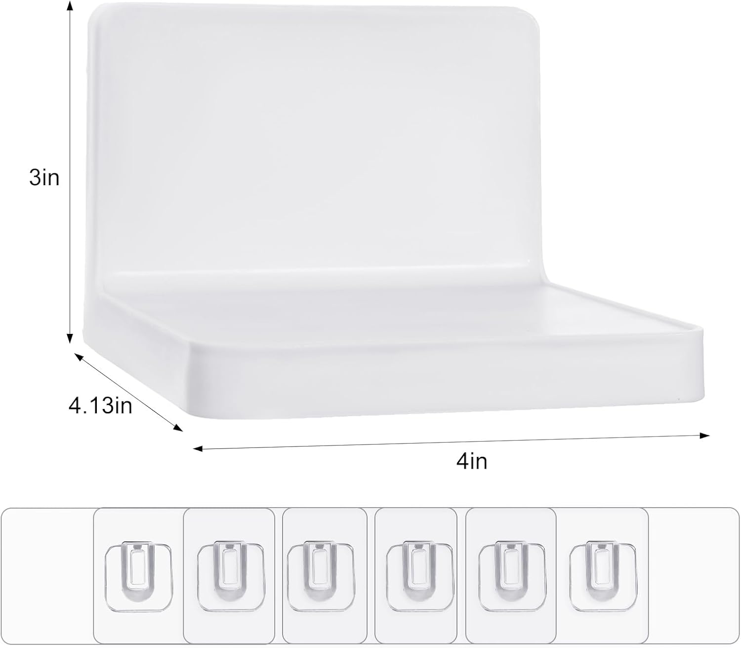 Set of 6 4 Inch Plastic Floating Shelves White