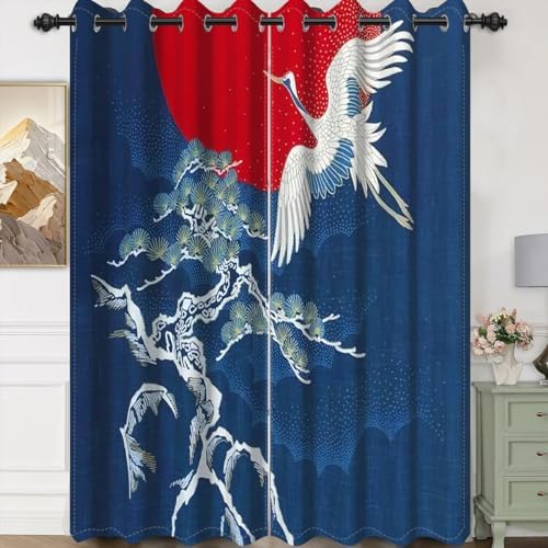 Umpoo Japanese Style Blackout Curtains 2 Panel Set 52x72 Inch