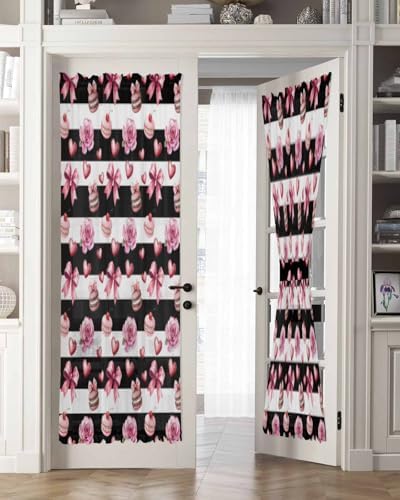 Pink Bow Rose French Door Curtain Panel