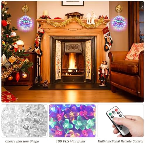 2 Pack USB Cherry Blossom Sphere Lights with Timer
