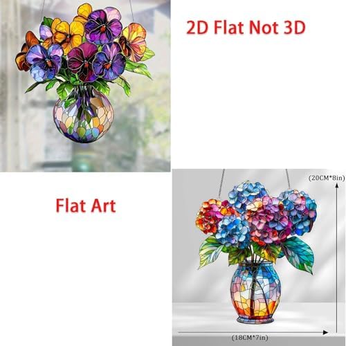 2PCS Flower Flat Acrylic Window Hanging Decor