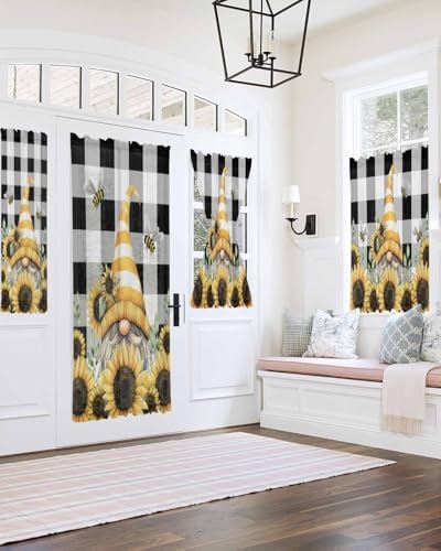 Yellow Dwarf French Door Curtain with Sunflower Hat Design