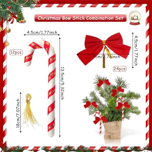 JIASHA 36 Pcs Sugar Stick Decorations for Christmas Tree