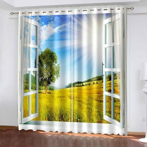 Homxi 2 Panel Blackout Curtains Set for Living Room