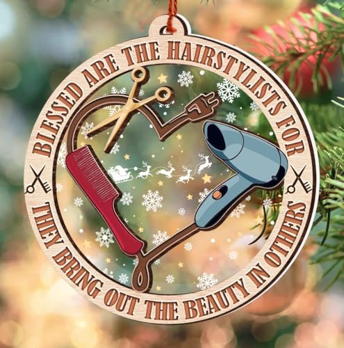 Hairdresser Christmas Ornament 2024 - Wood Acrylic Decor