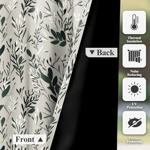 Baocicco Green Leaves Curtains 84 Inch Long 2 Panel Set