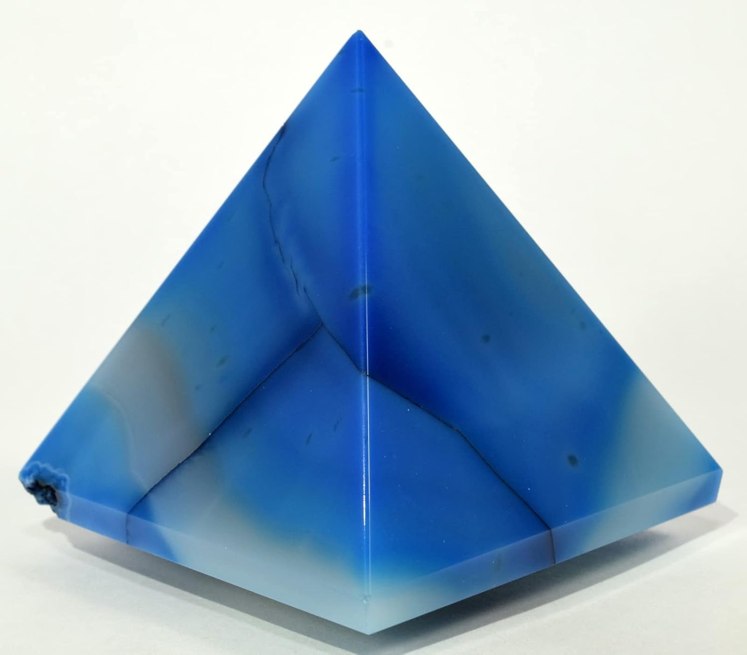 27 Inch Dyed Blue Agate Pyramid with Clear Quartz Pebble