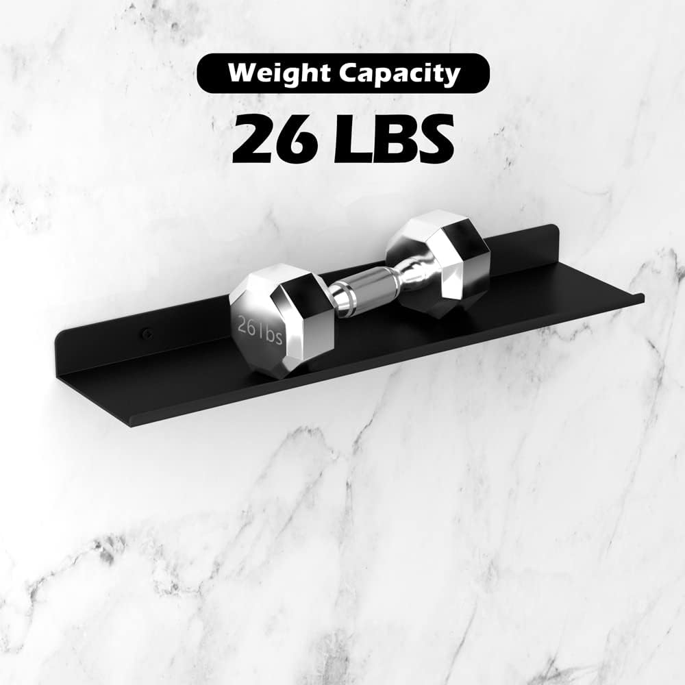 SlimmKISS Set of 8 Matte Black Floating Shelves Wall Mount