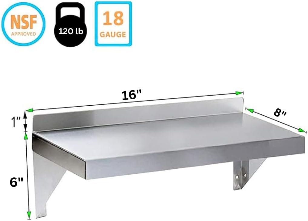 Express KitchQuip Stainless Steel Wall Shelf