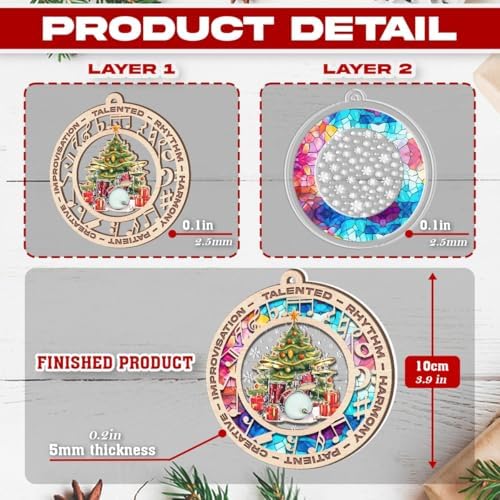 Drum Suncatcher Christmas Tree Decor for Drummers