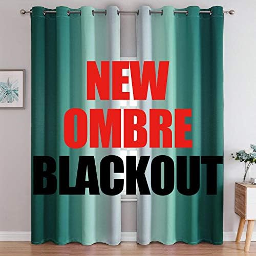 G2000 Ombre Teal Grey Window Curtains 95 Inches Long 2 Panels Set