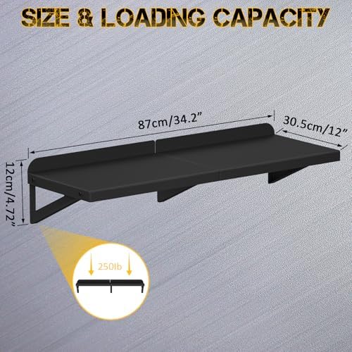 DUDSOEHO Floating Metal Shelf 118 x 342 Inches Black