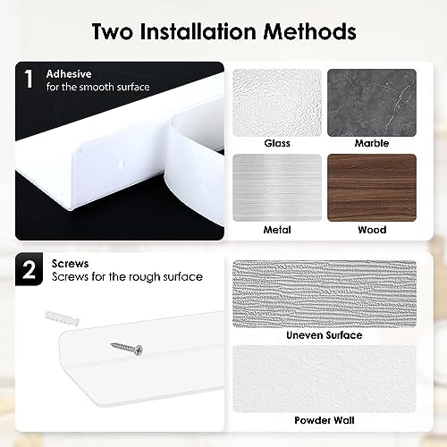 Fixwal Acrylic Floating Shelves Set of 3 White