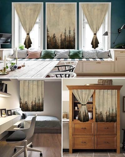 Forest Tree Self Adhesive Blackout Curtains for Windows