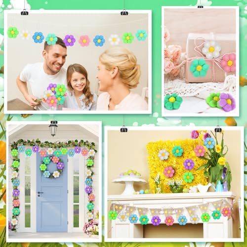 18 Pcs Spring Tree Felt Daisy Hanging Decor
