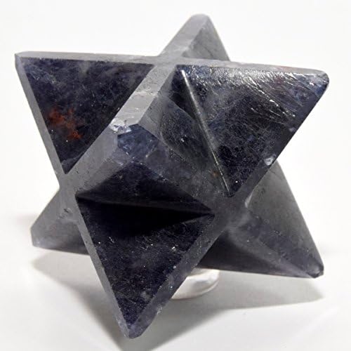 HC Set 64mm Iolite 8 Point Merkaba Star with Aragonite Cabochon