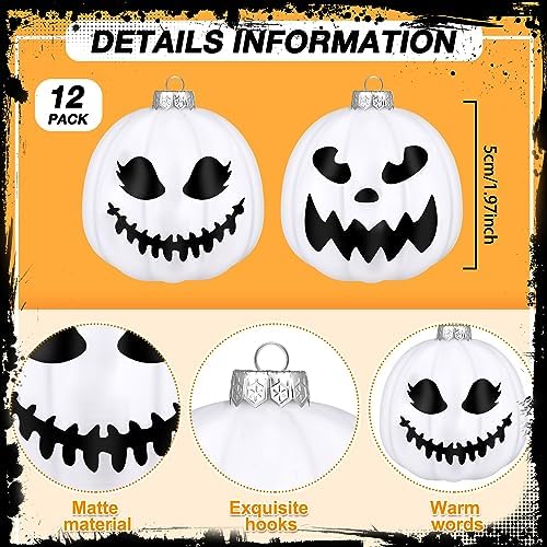 Liliful 12 Pcs Black and White Pumpkin Hanging Ornaments