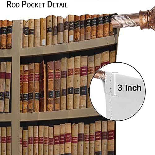 Vintage Library Bookshelf Curtain Set 2 Panels