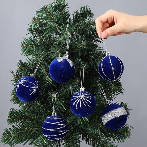 Namalu 24 Pcs Velvet Glitter Christmas Balls Set