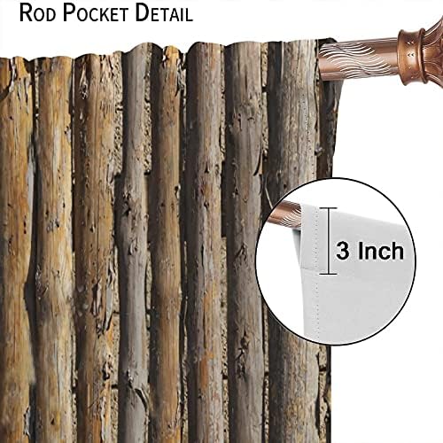 Rustic Wooden Barn Door Curtains - Room Darkening 42x63 Inch Panels