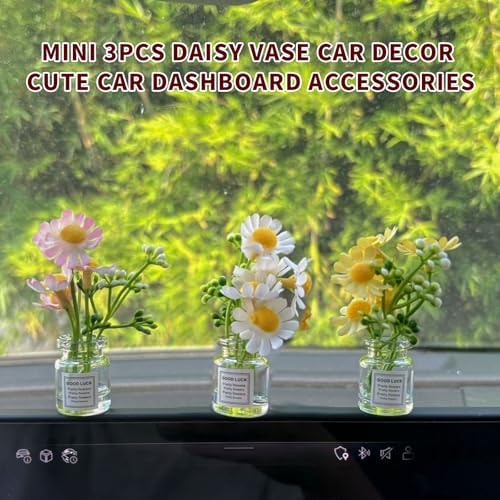 3PCS Mini Car Accessories Cute Daisy Flower Decor