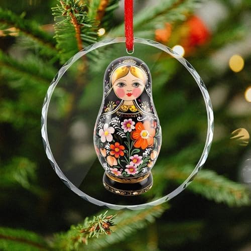 Russian Nesting Glass Christmas Hanging Ornaments