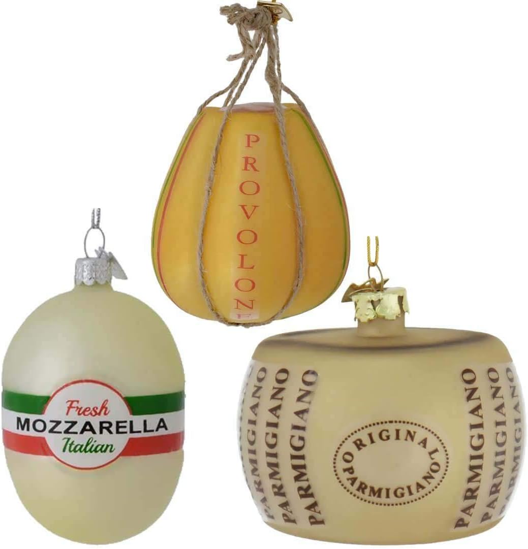 Kurt Adler Noble GEMS Glass Cheese Ornament Set of 3