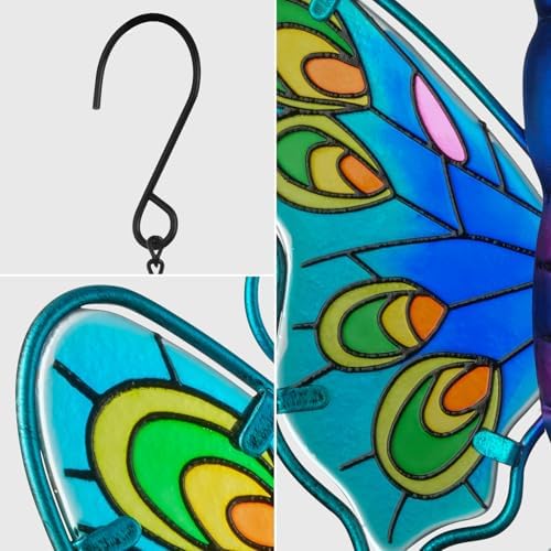 Butterfly Stained Glass Suncatcher with Chain Blue Decor