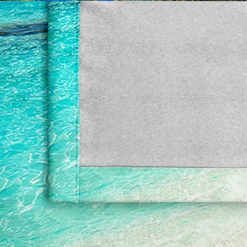 Homxi Kitchen Curtains 2 Pack Blackout with Coconut Trees and Ocean Landscape