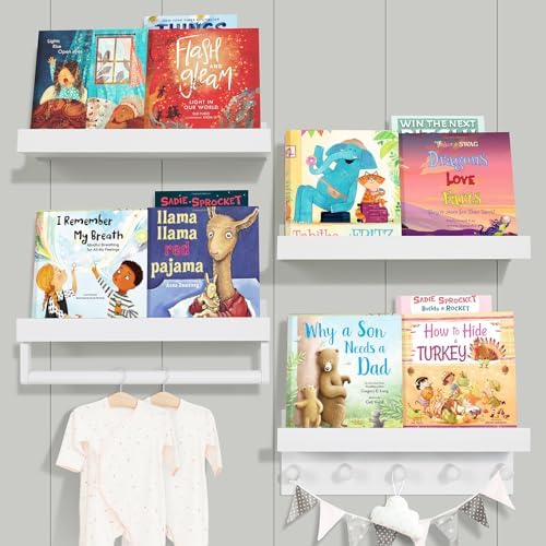 Ollieroo Set of Four Floating Book Shelves White