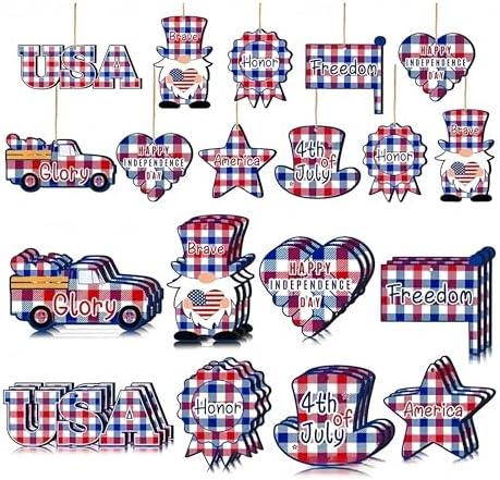 4th of July Patriotic Wood Tree Decorations 36Pcs Set