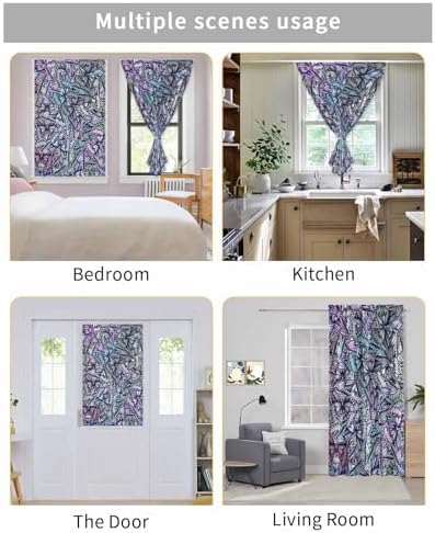 Purple Blue Teal Butterfly Self Adhesive Curtains for Windows