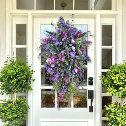 Tulip Teardrop Wreath for Front Door Spring Decor