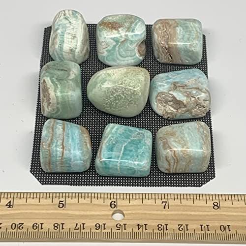 Natural Blue Aragonite Tumbled Stones 9pcs From Afghanistan