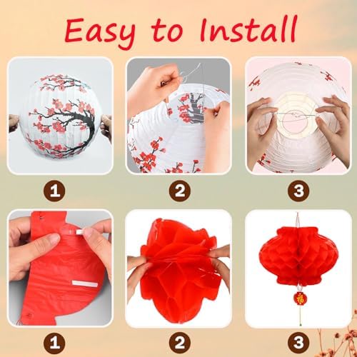 20 Pcs Cherry Blossom Paper Lanterns For Home Decor