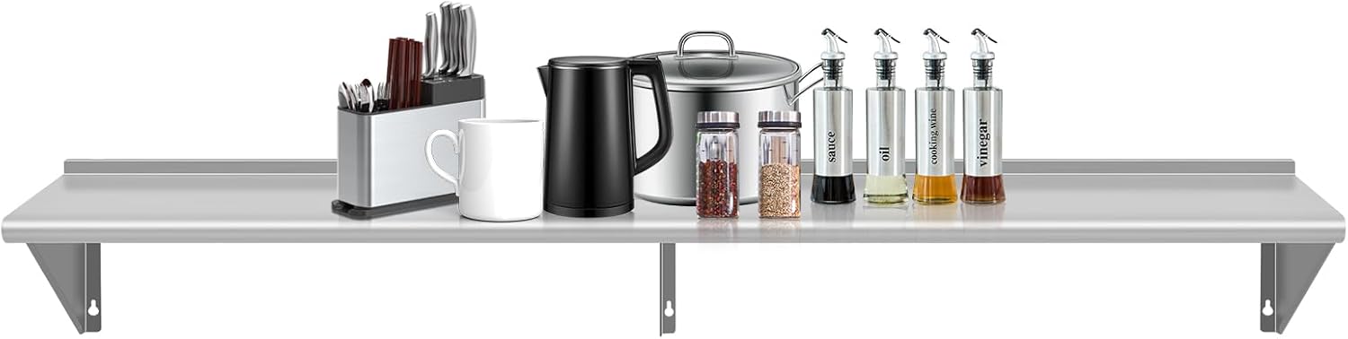Stainless Steel Wall Shelf 12x60 Heavy Duty Floating Mount