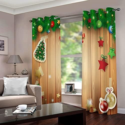 AMDXD Kitchen Curtains with Green Red Stars 84x72 in