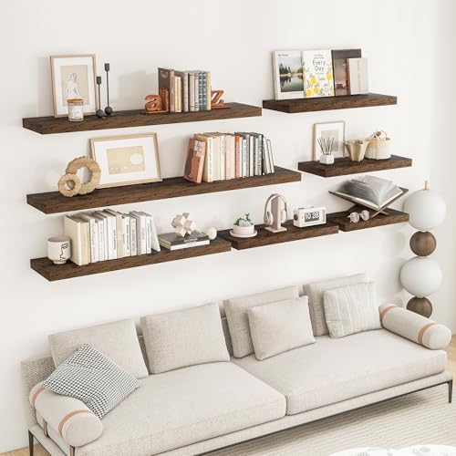 RICHFOCUS 315 Inch Floating Shelves 2 Pack Rustic Brown