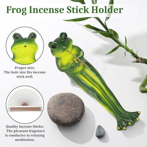 Green Frog Incense Stick Holder with 30 Sticks