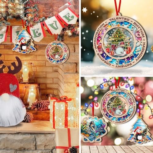 Drum Suncatcher Christmas Tree Decor for Drummers