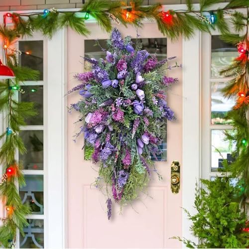 Tulip Teardrop Wreath for Front Door Spring Decor