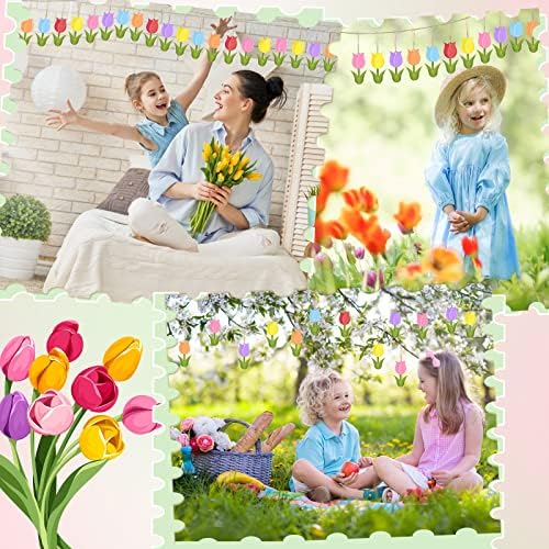 Ferraycle 36 Piece Wooden Tulip Hanging Decorations