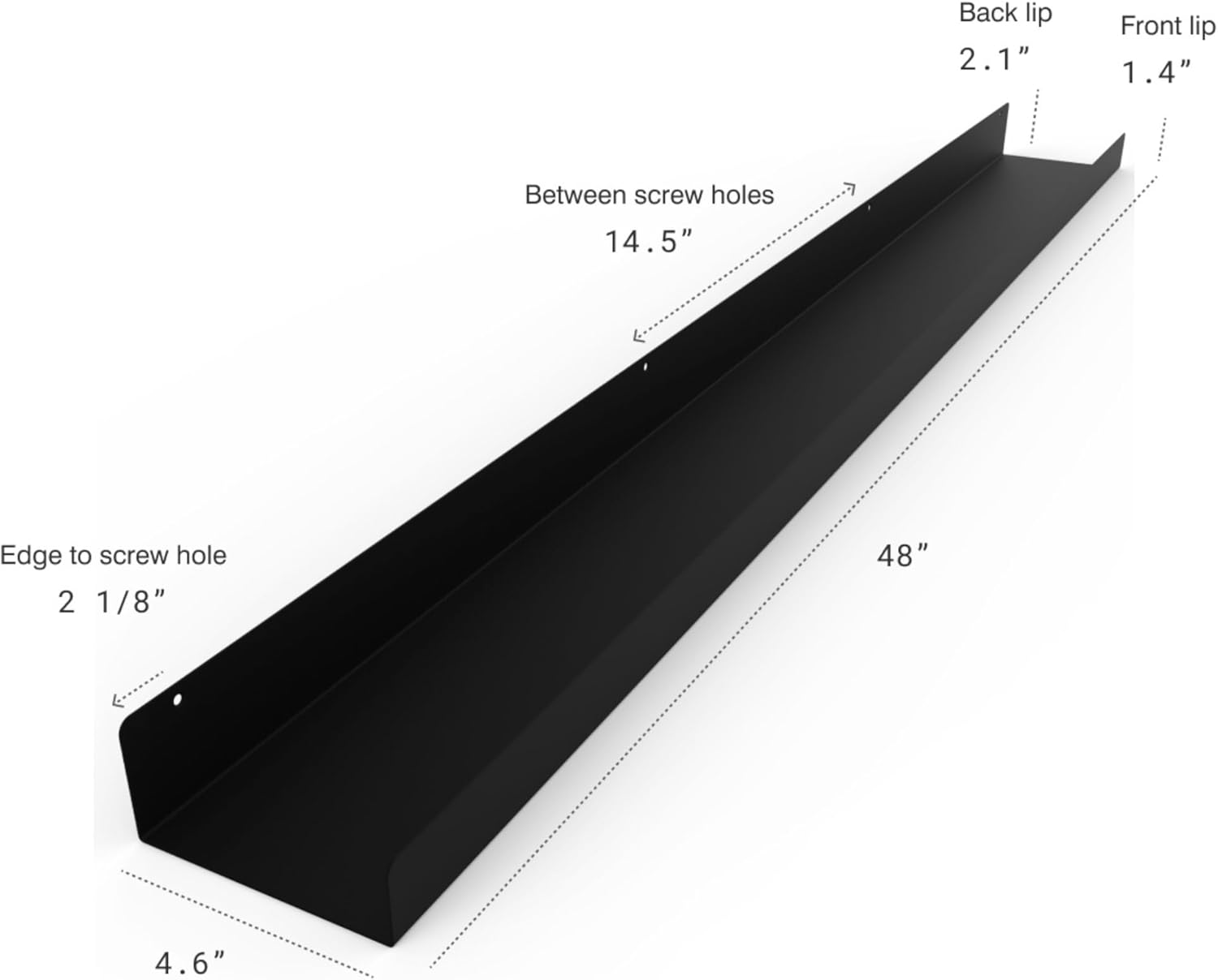 DIY CARTEL Floating Metal Wall Shelf - 48in Black