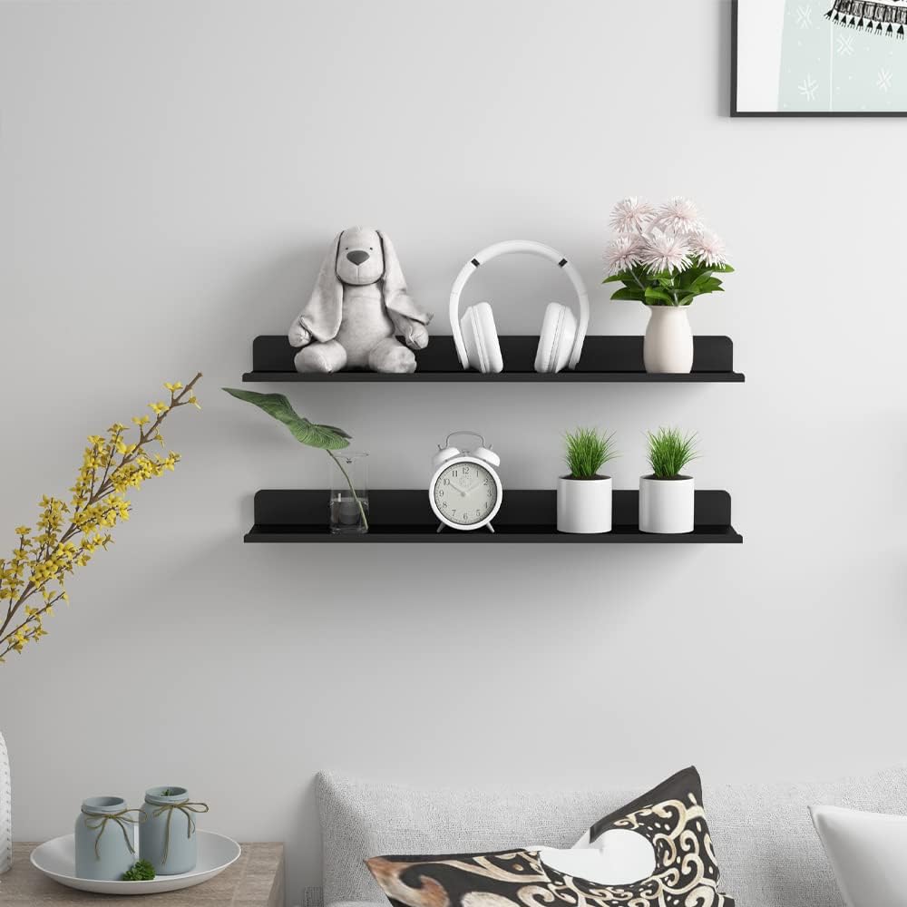 SlimmKISS Set of 8 Matte Black Floating Shelves Wall Mount