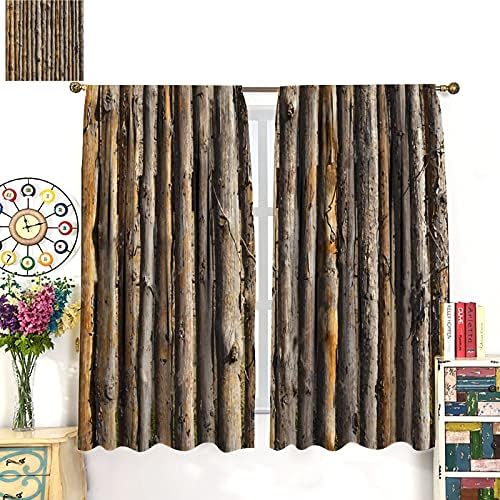 Rustic Wooden Barn Door Curtains - Room Darkening 42x63 Inch Panels