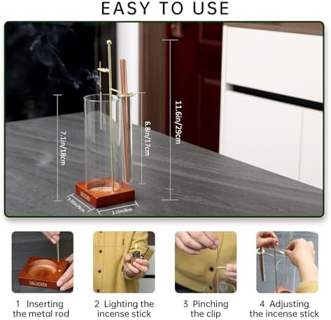 UBLUCKEN Incense Holder for Sticks with Glass Ash Catcher and Brush