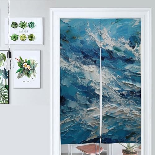Japanese Noren Blue and White Door Curtain 34x57 Inches