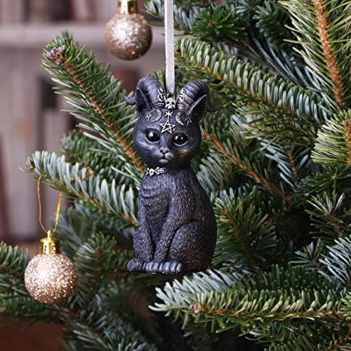 Nemesis Now Horned Cat Hanging Ornament 10cm Black Resin