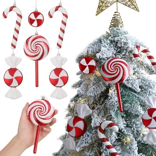 6PCS Mix Style Candy Canes Lollipop Christmas Ornaments Set